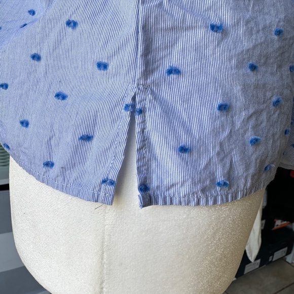 Talbots | Blue Stripe + Clipped Swiss Dot sleeveless blouse size Small Petite - Picture 7 of 12